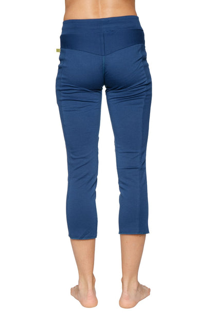 4/5 Length Zipper Pocket Capri Yoga Pants (Royal Blue) Back