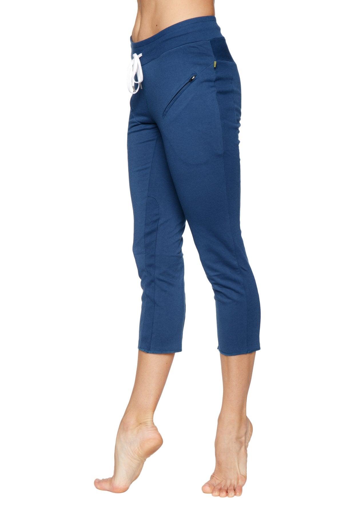 4/5 Length Zipper Pocket Capri Yoga Pants (Royal Blue)