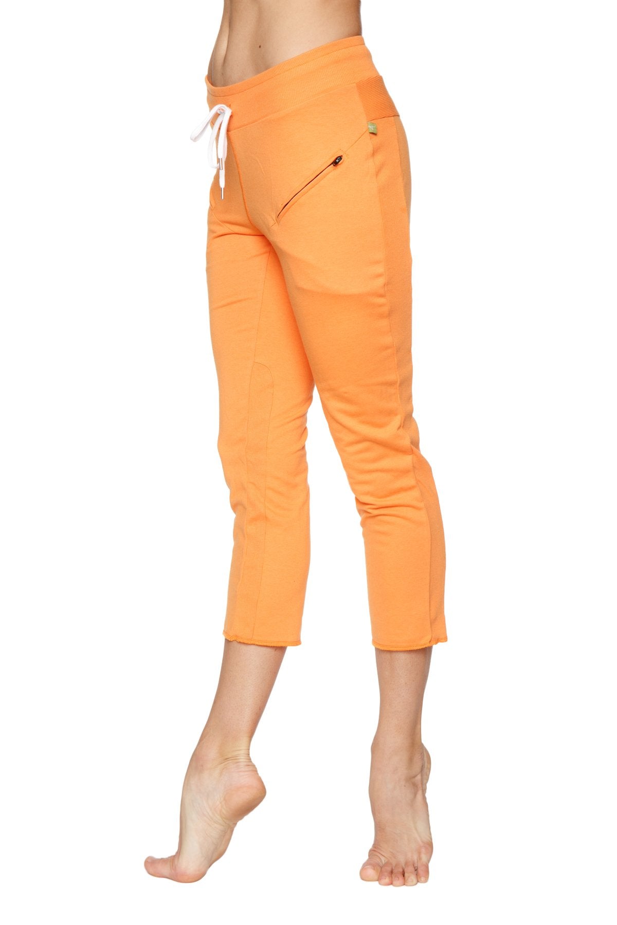 4/5 Length Zipper Pocket Capri Yoga Pant (Sun Orange)