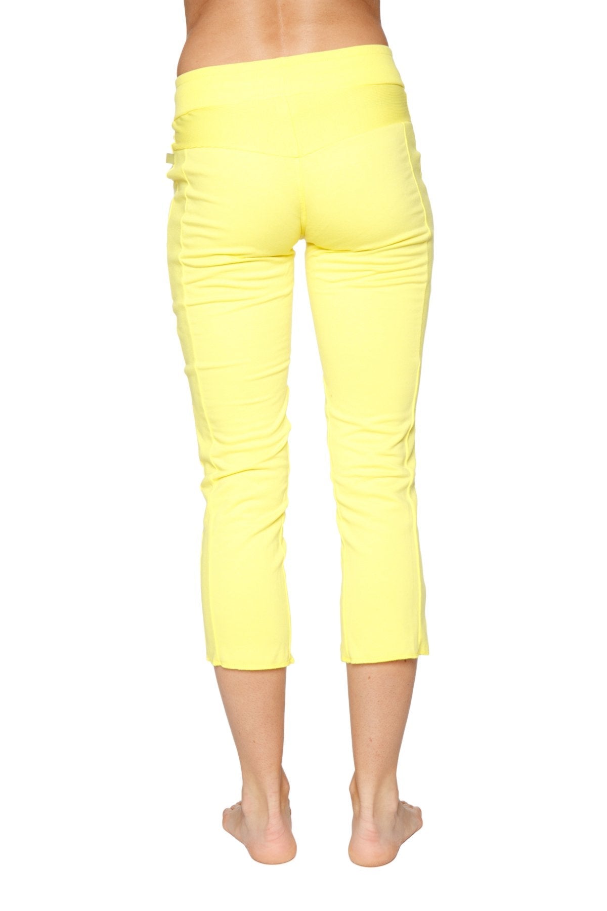 4/5 Length Zipper Pocket Capri Yoga Pants (Tropic Yellow) Back