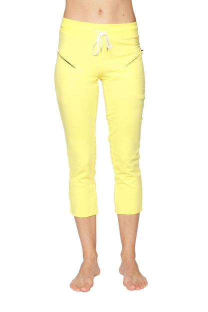 4/5 Length Zipper Pocket Capri Yoga Pants (Tropic Yellow) Front
