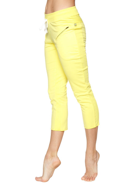 4/5 Length Zipper Pocket Capri Yoga Pants (Tropic Yellow)