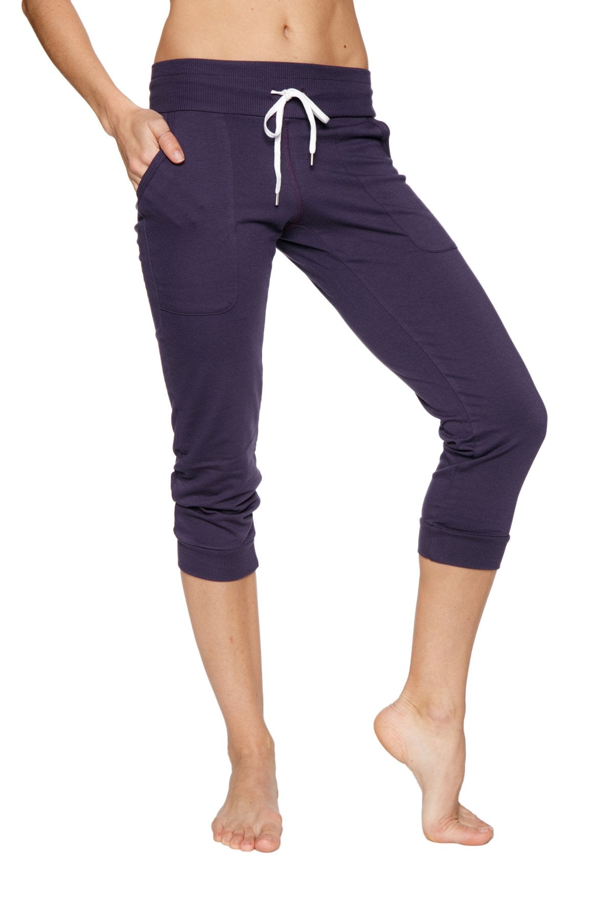 Cuffed Jogger Yoga Pants (Eggplant Purple) Front