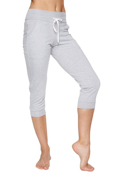 Women's Cuffed Jogger Yoga Pants (Heather Grey) Front