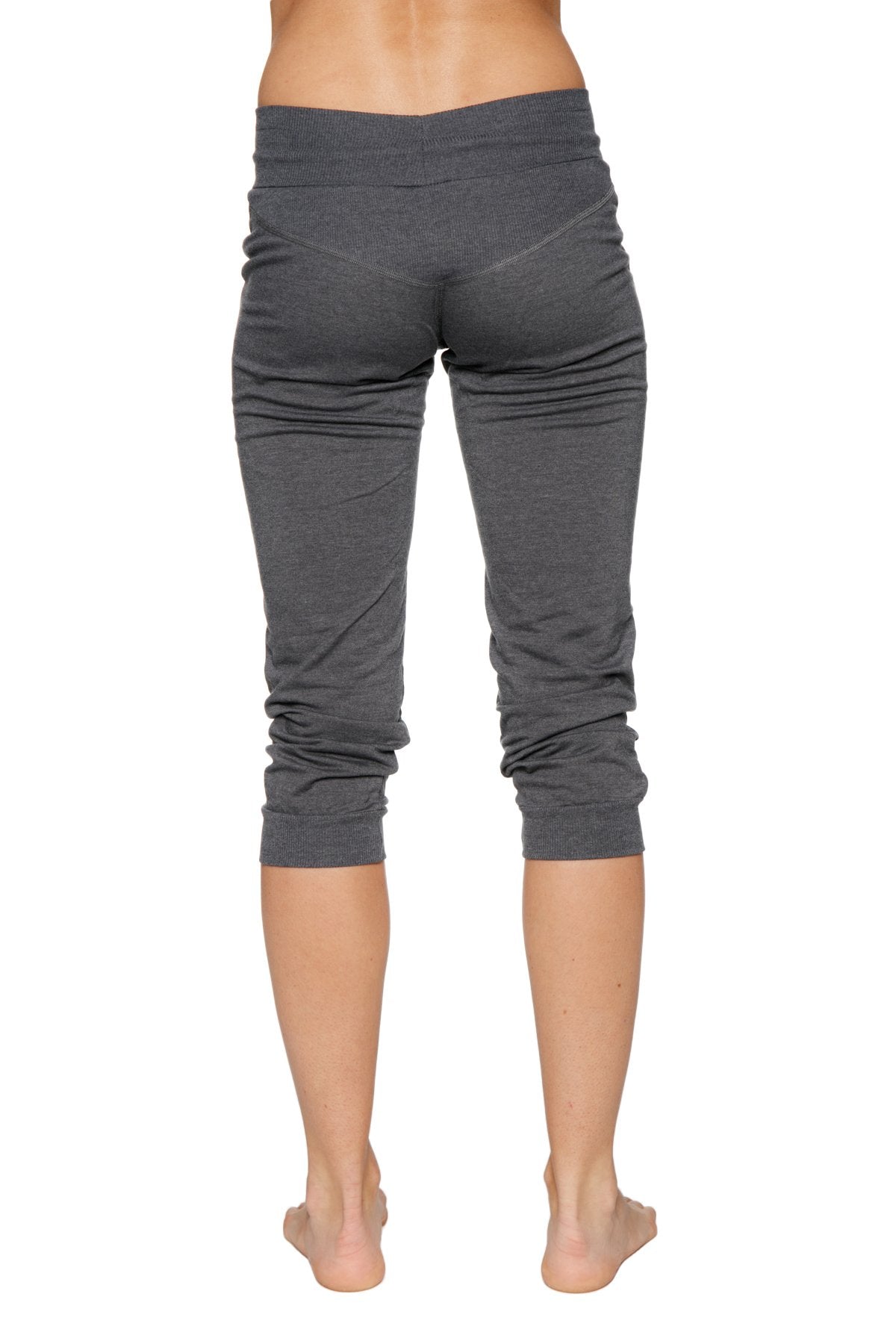 Women's Cuffed Jogger Yoga Pant (Solid Charcoal) Back