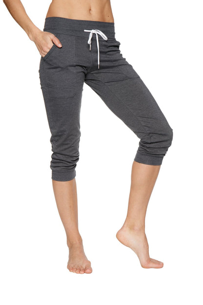 Women's Cuffed Jogger Yoga Pant (Solid Charcoal) Front
