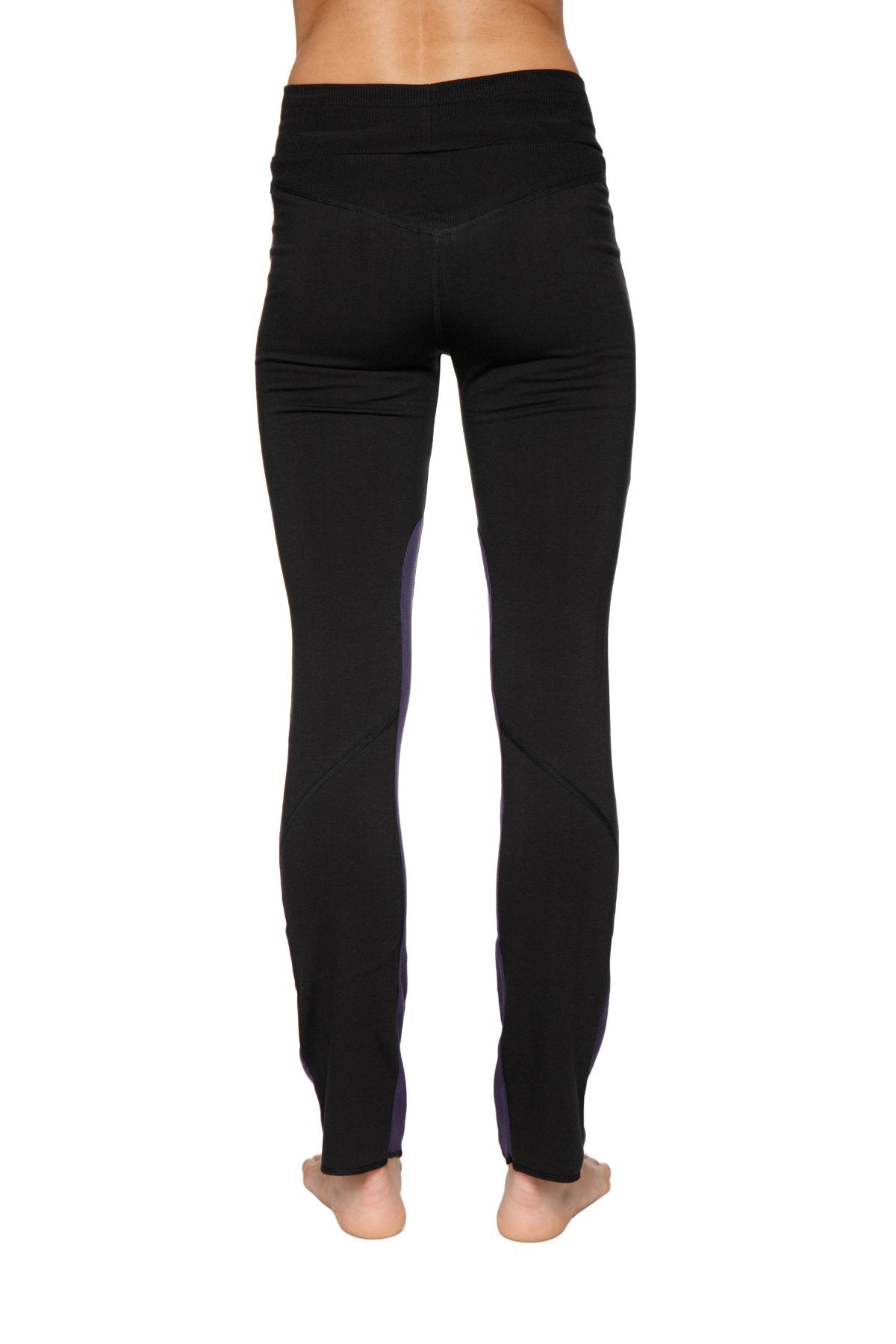 Comfy Organic Yoga Pants Black Eggplant Back