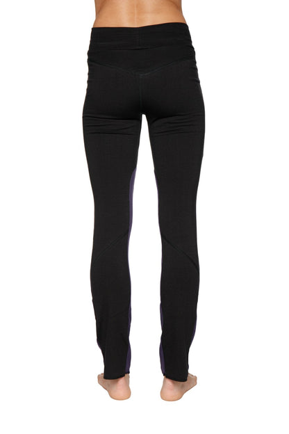 Comfy Organic Yoga Pants Black Eggplant Back