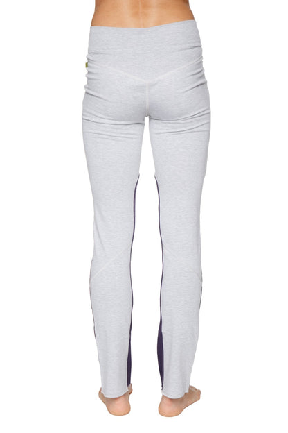 Comfy Organic Yoga Pants Heather Grey Eggplant Back