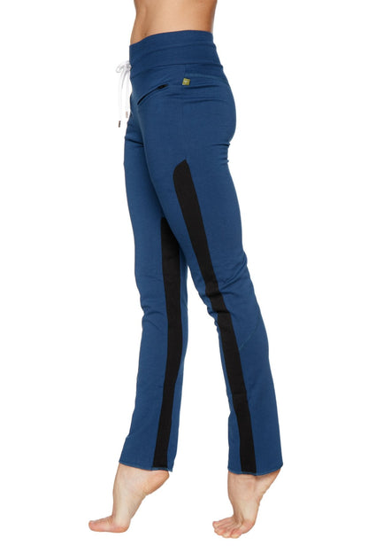 Comfy Organic Yoga Pants Royal Blue Black