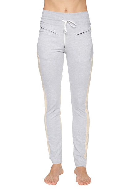 Comfy Organic Yoga Pants Heather Grey Creme Front
