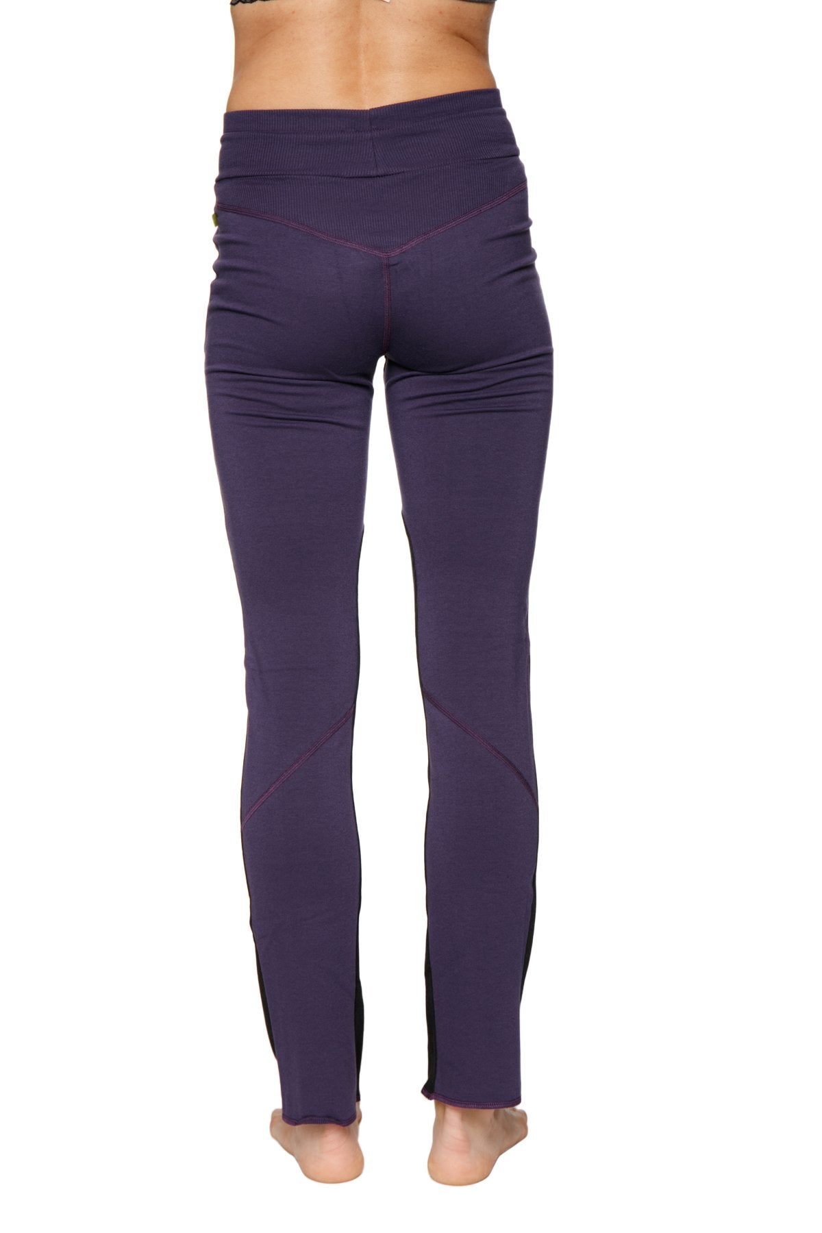 Comfy Organic Yoga Pants Eggplant Black Back