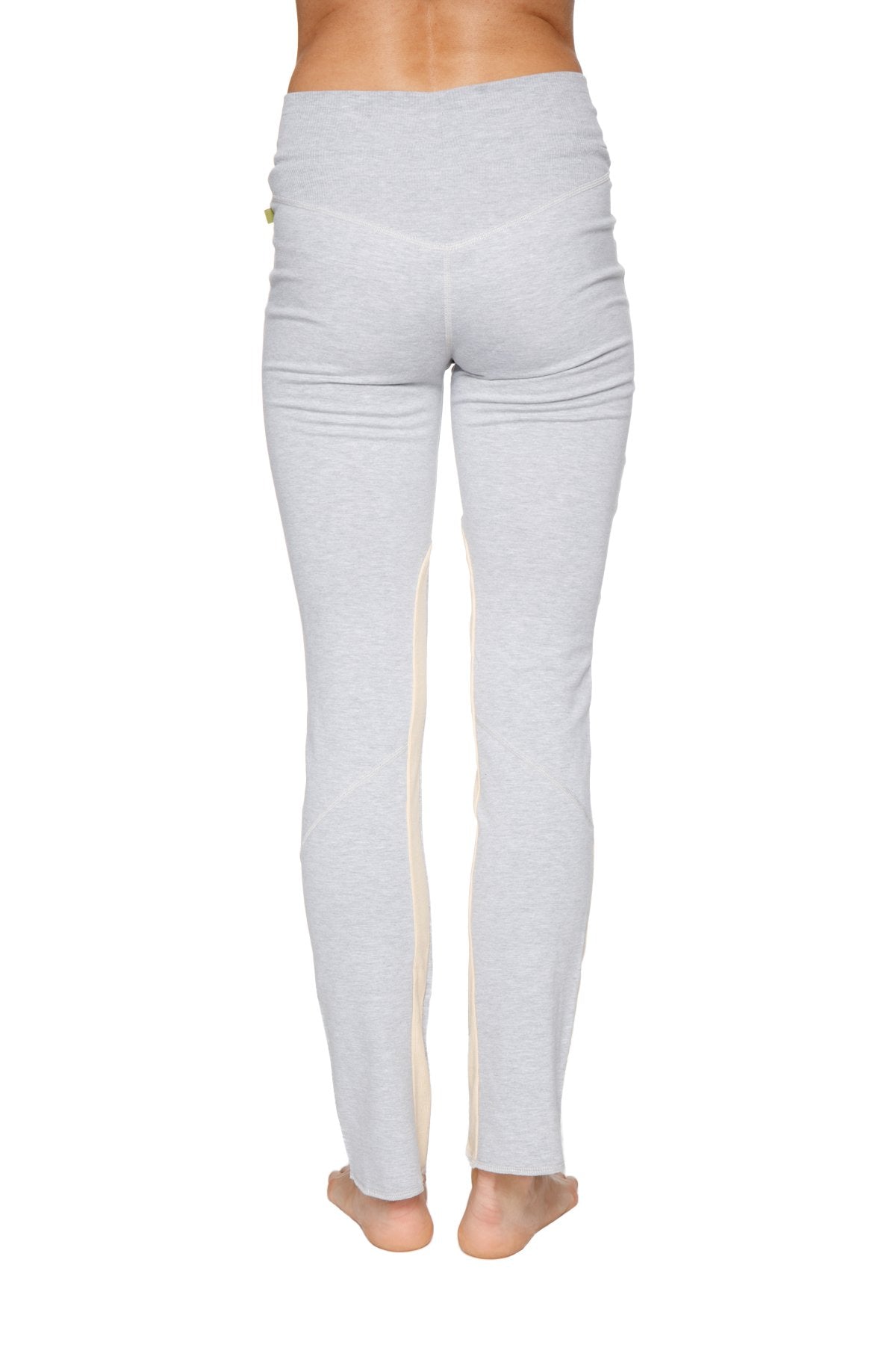 Comfy Organic Yoga Pants Heather Grey Creme Back