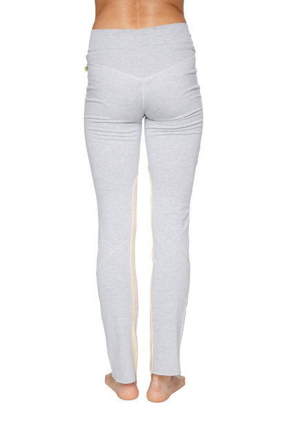 Comfy Organic Yoga Pants Heather Grey Creme Back