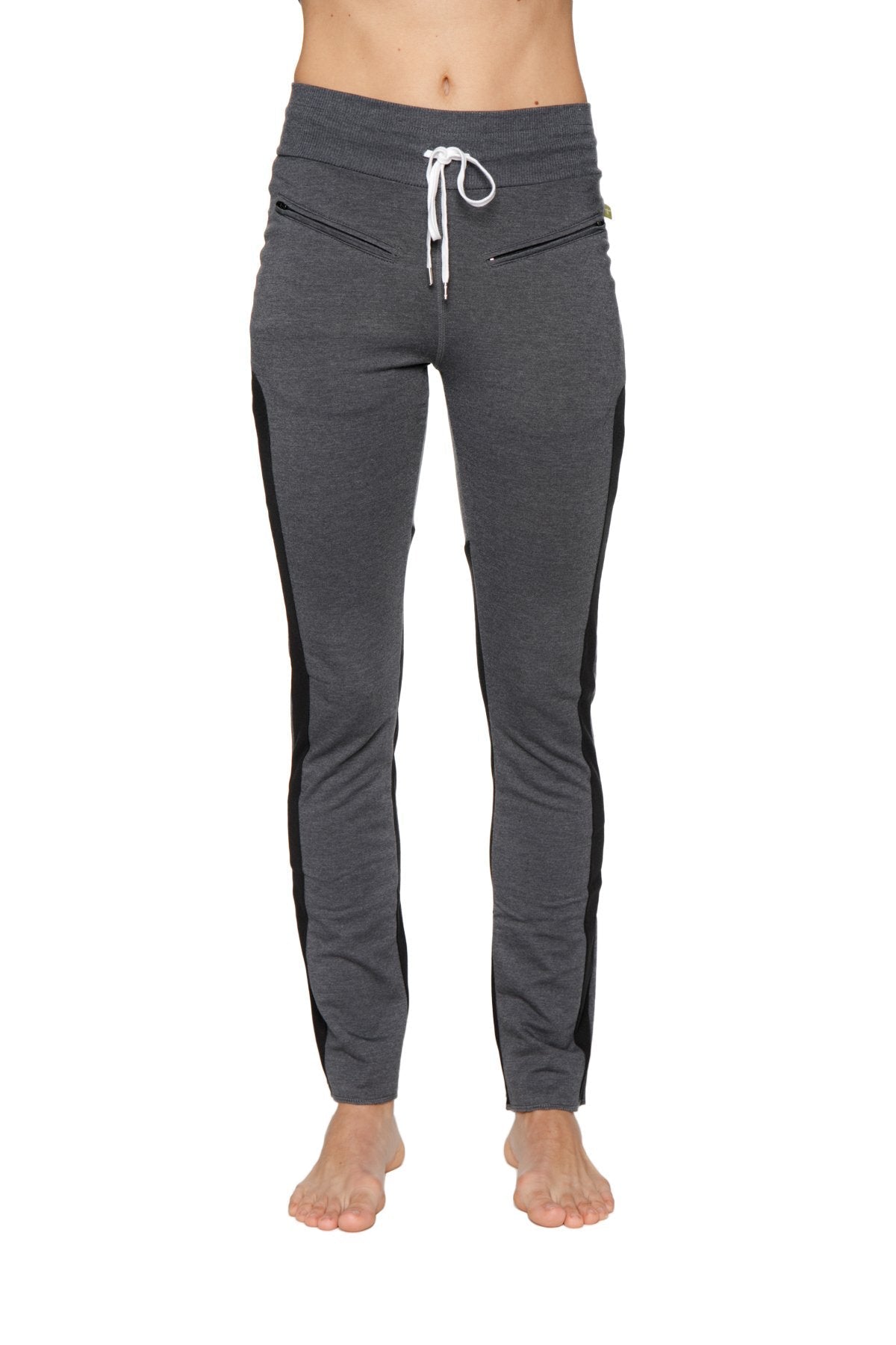 Comfy Organic Yoga Pants Charcoal Black Front