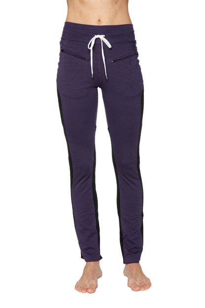 Comfy Organic Yoga Pants Eggplant Black Front