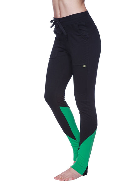 Performance Yoga Pants Black with Bamboo Green
