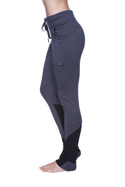 Performance Yoga Pants - Long Straight-Leg Charcoal with Black Side