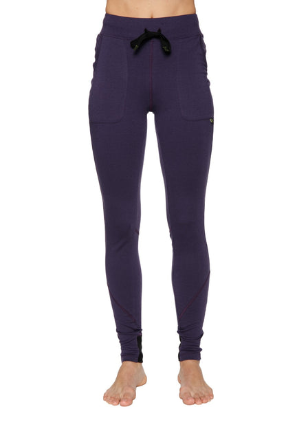 Performance Yoga Pants - Long Straight-Leg Eggplant Front