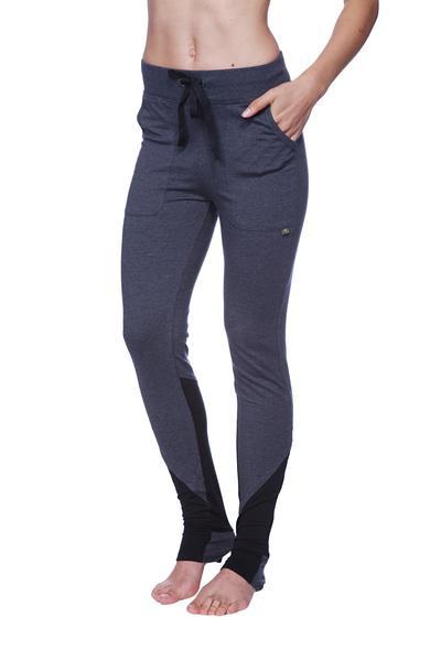 Performance Yoga Pants - Long Straight-Leg Charcoal with Black