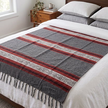 Ember Mexican Falsa Yoga Blanket Lifestyle on Bed